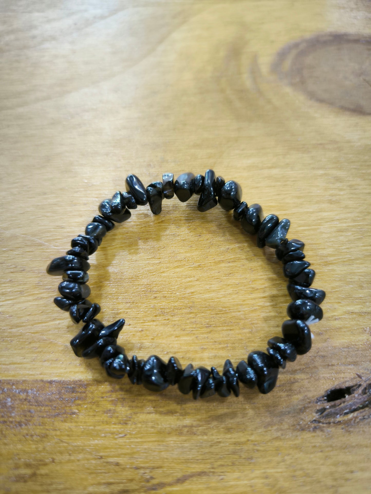 Pulsera De Chips De Obsidiana