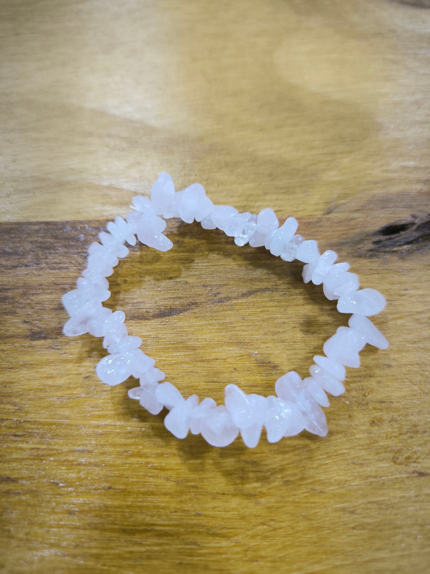 Pulsera De Chips De Cuarzo Rosa