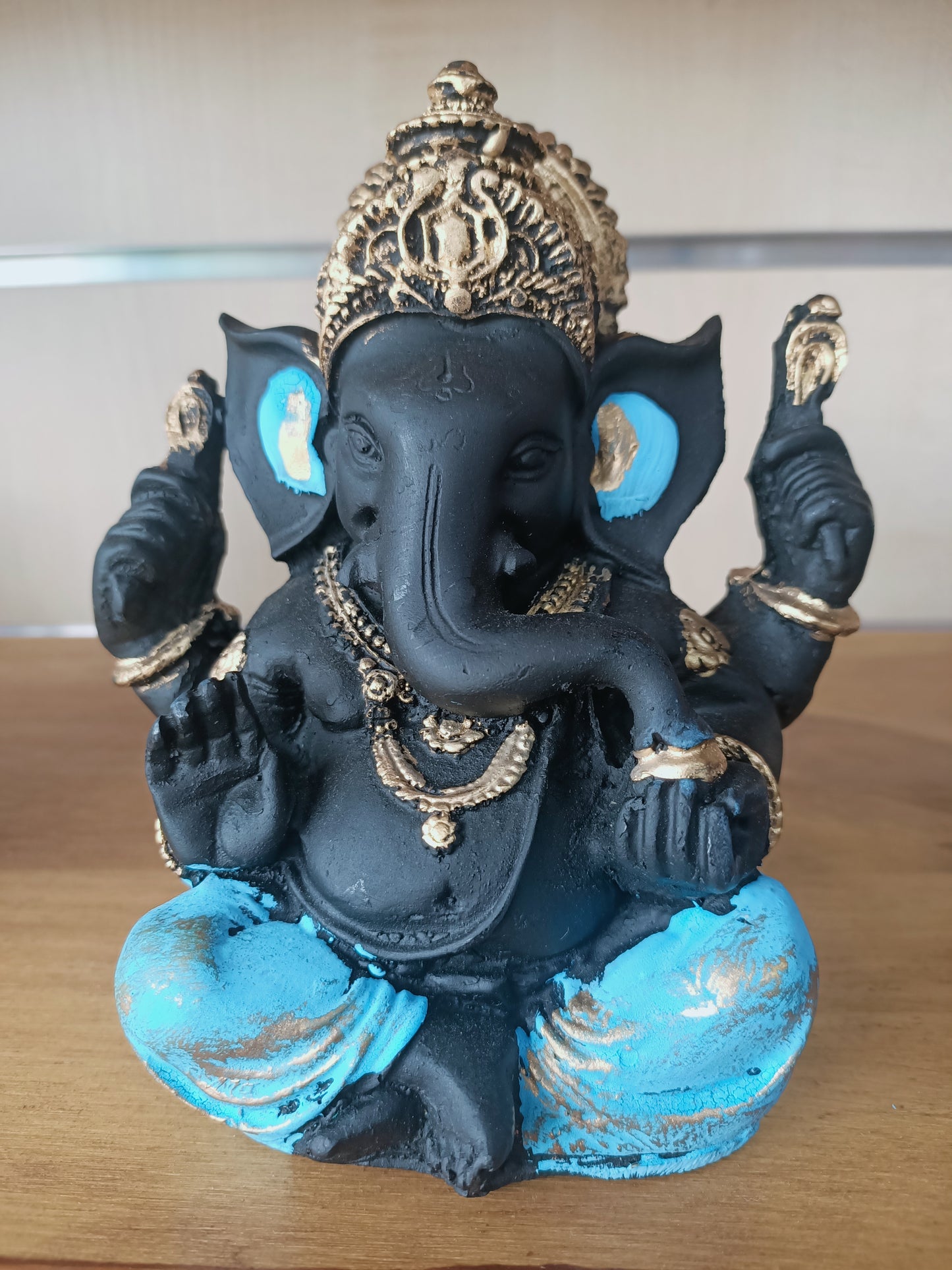 Figura Ganesha Negra/Azul Mediana
