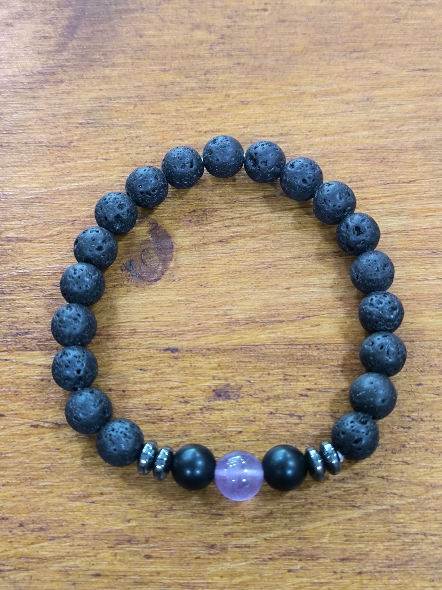 Pulsera Mineral De Amatista/Volcánica