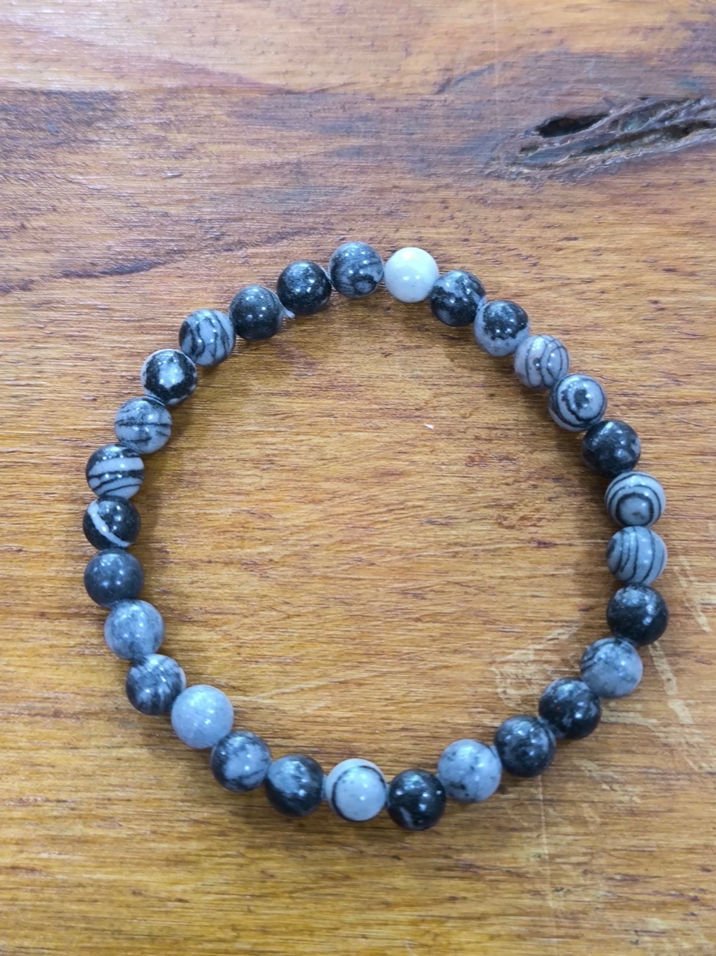 Pulsera Mineral De Jaspe Cebra