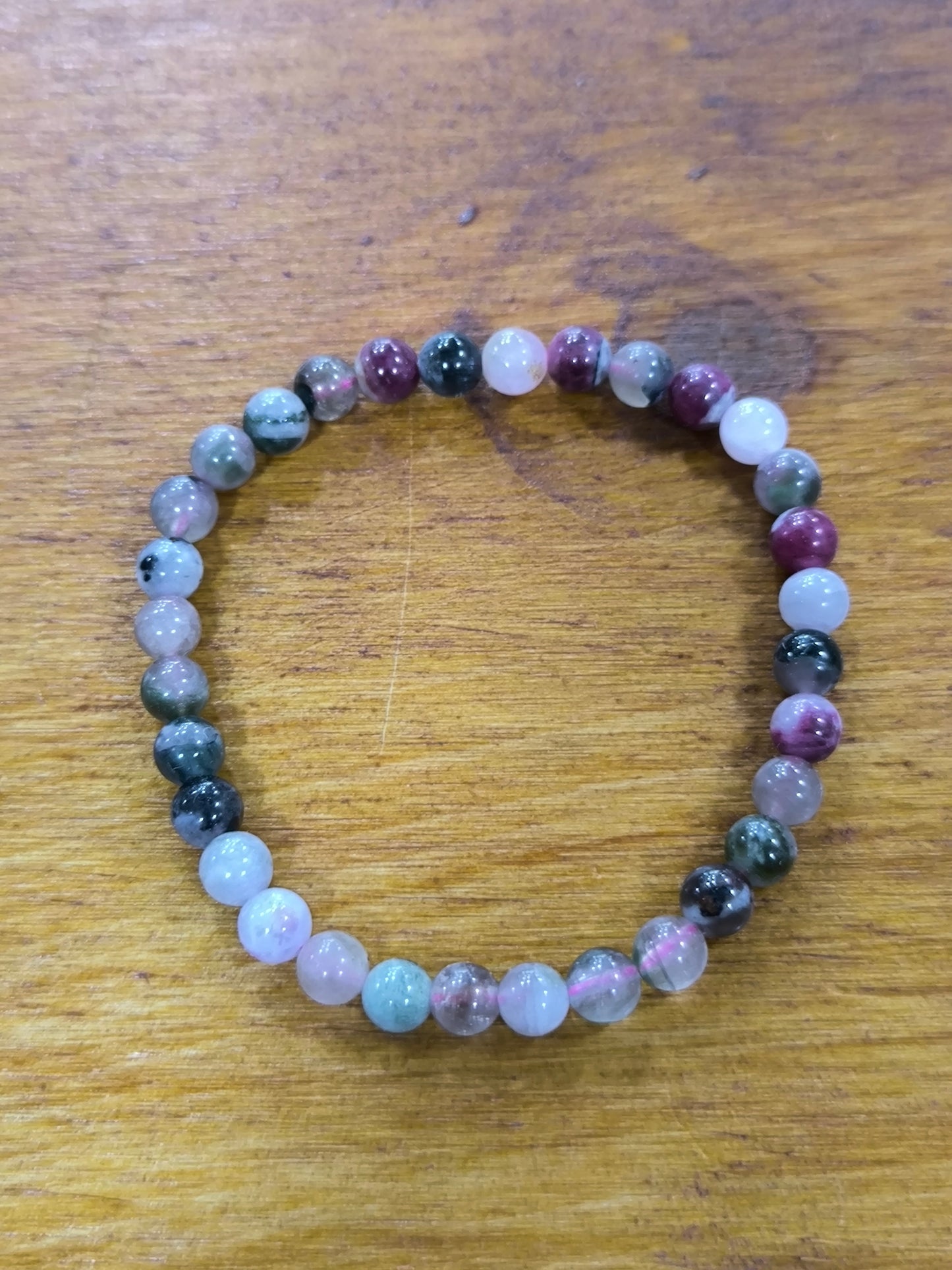 Pulsera Mineral De Turmalina Multicolor