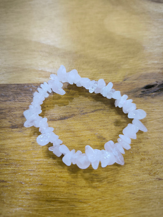 Pulsera De Chips De Cuarzo Rosa