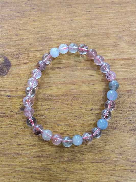 Pulsera Mineral De Cuarzo Con Rutilo