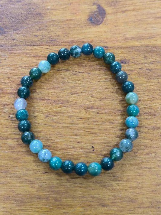 Pulsera Mineral De Ágata Musgo