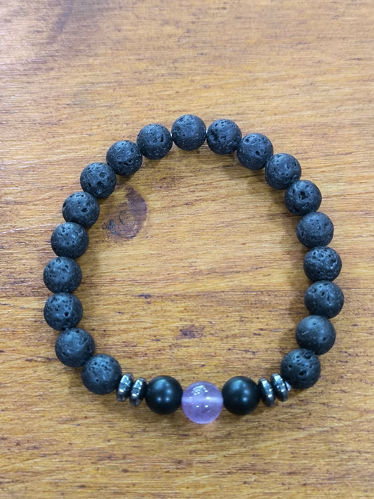 Pulsera Mineral De Amatista/Volcánica