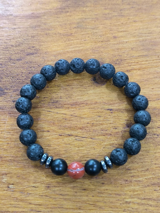 Pulsera Mineral De Jaspe Rojo/Volcánica