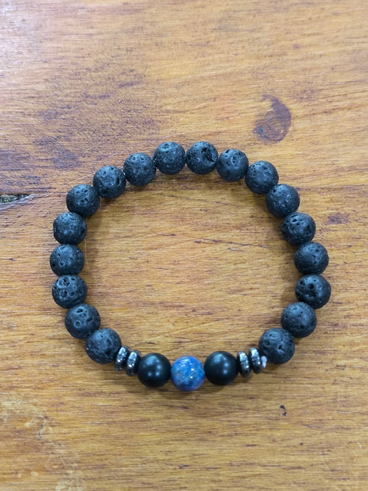 Pulsera Mineral De Lapislázuli/Volcánica