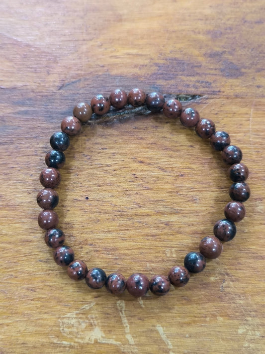 Pulsera Mineral De Obsidiana Caoba