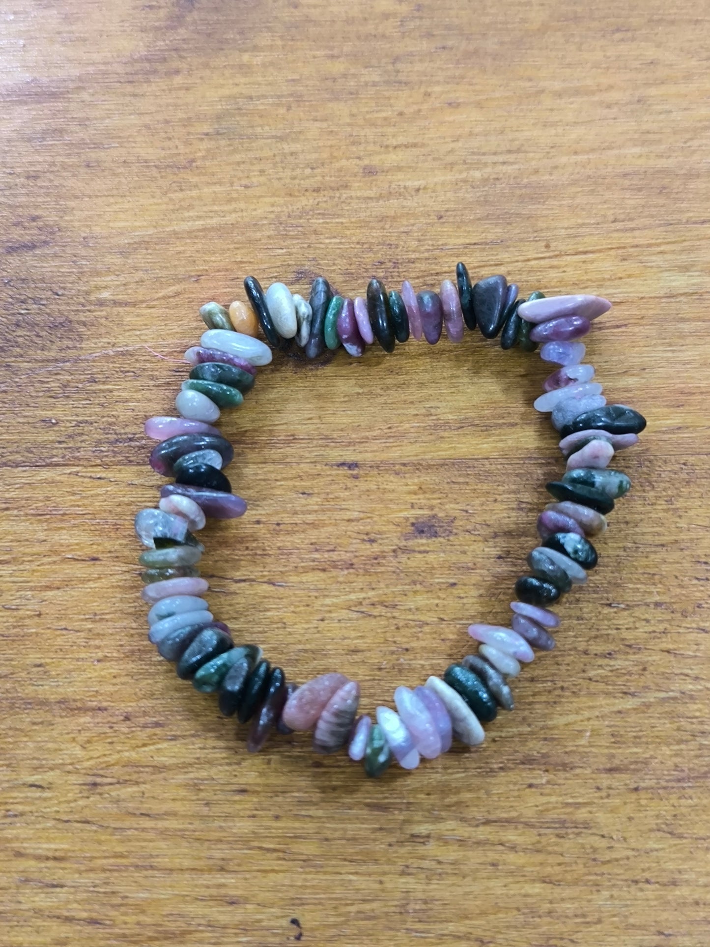 Pulsera Chips De Turmalina Multicolor