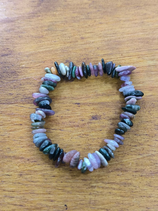Pulsera Chips De Turmalina Multicolor