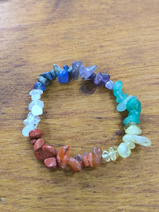 Pulsera Chips Mineral De 7 Chakras