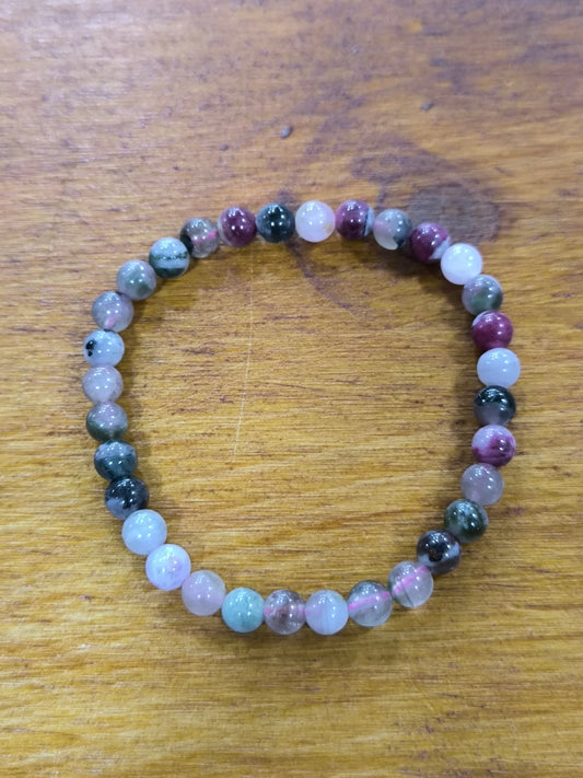 Pulsera Mineral De Turmalina Multicolor