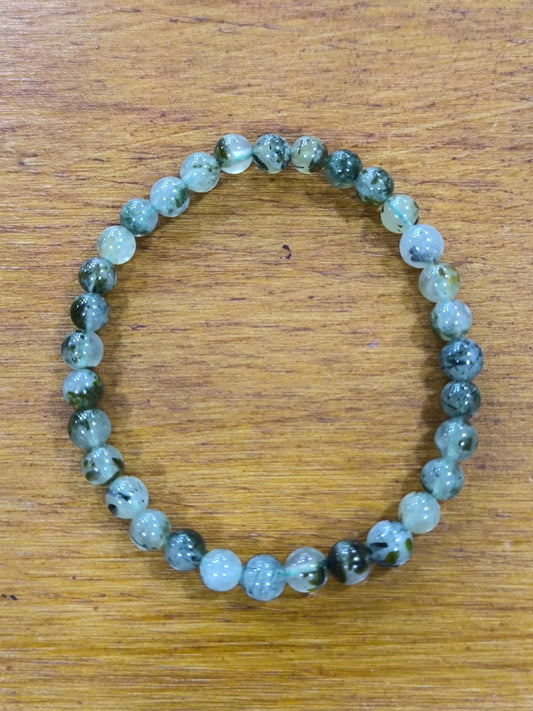 Pulsera Mineral De Cuarzo Con Turmalina
