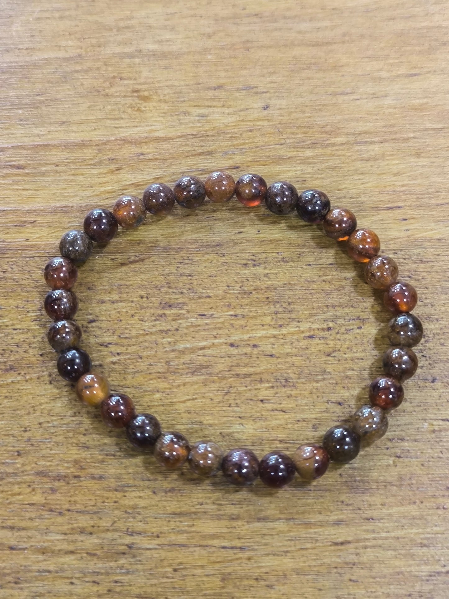 Pulsera Mineral De Granate Naranja
