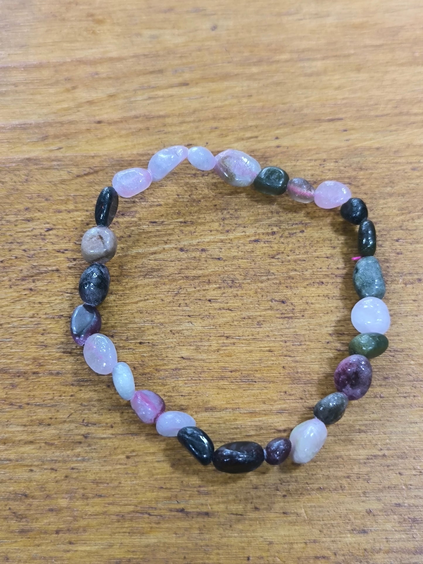 Pulsera Mineral De Turmalina Multicolor
