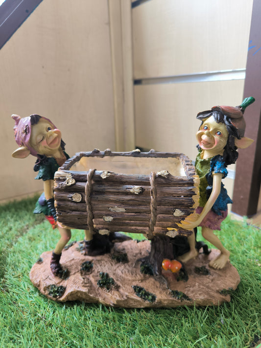 Figura Pareja Duendes Macetero